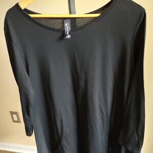 Haoohu Black 3/4 Length Sleeve Tunic Shirt - Size XXL